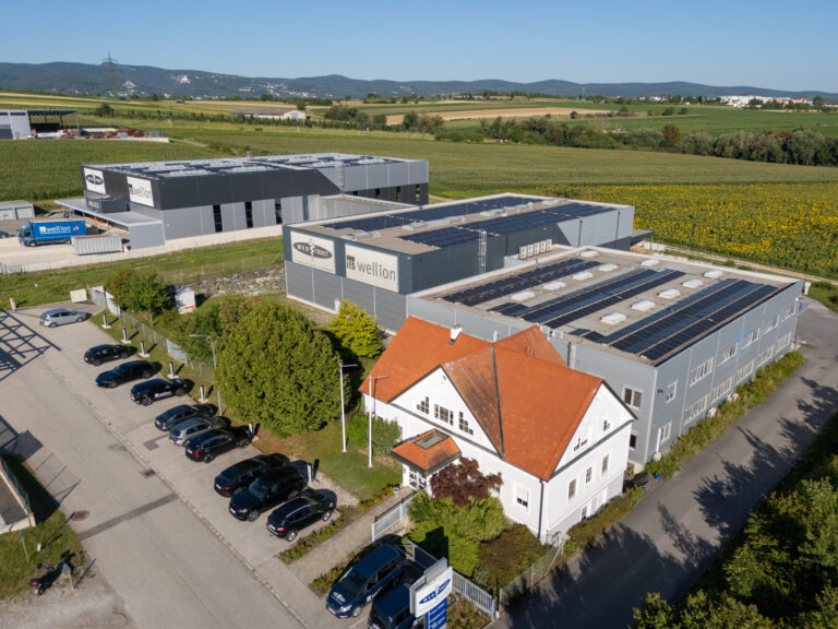 MED TRUST Headquarter in Marz, aerial view showing the photovoltaic system